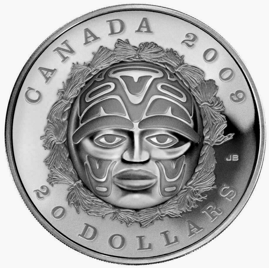 2009 CANADA 9999 SILVER $25 DOLLARS SUMMER MOON MASK