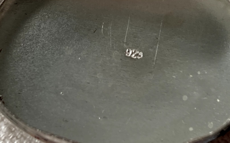 Sterling silver vintage etched oval pill box