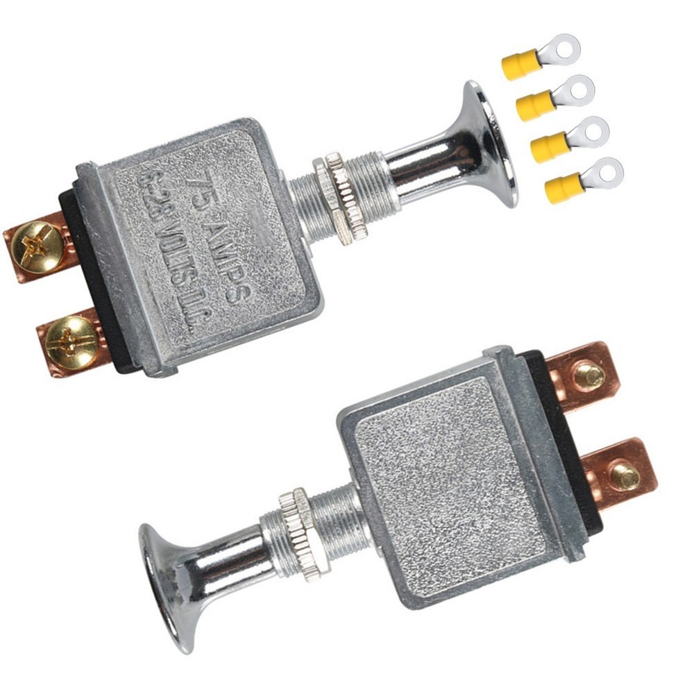 2PCS Push Pull Switch 75 Amp 628V DC SPST 2 Position with Chrome Plated Knob