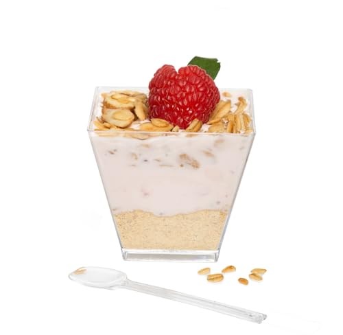 Plastic Dessert Cups with Spoons in Multiple Quantities - Mini Dessert Shooters