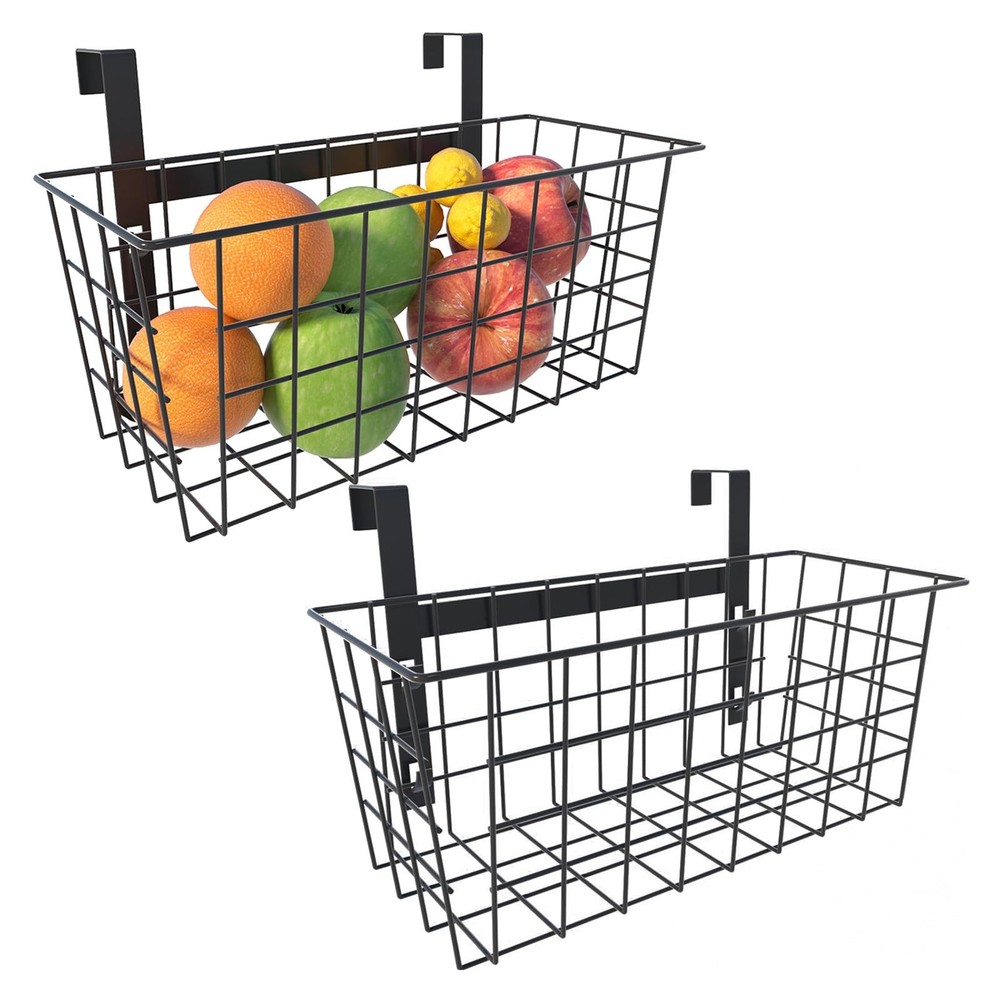 Hanging Kitchen Baskets Wire Storage Basket Over the Cabinet Door Organizer, ...