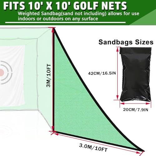 2PCS Green Golf Triangle Side Net with Sandbags - Practice Hitting & Simulator B