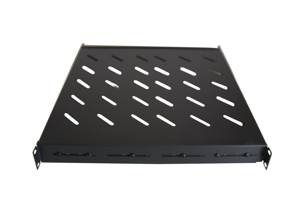 Fixed Server Rack Shelf 1U 19" 4 Post Mount Adjustable 17"-33" Extension Vented