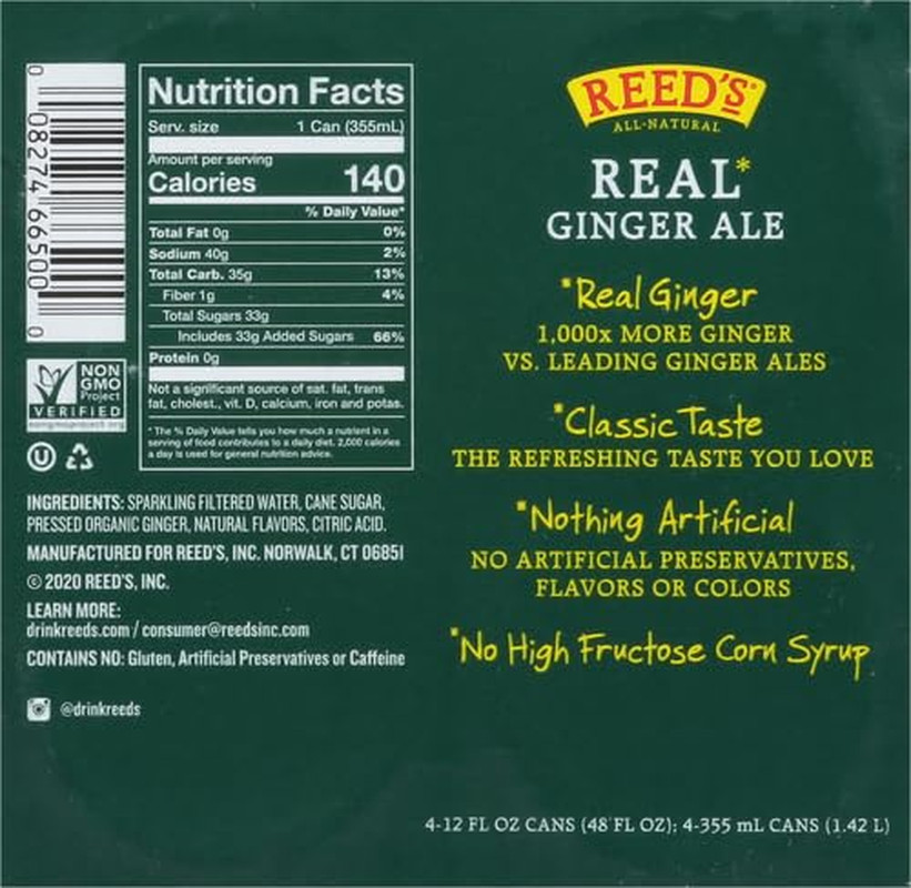 , Soda Real Ginger Ale, 12 Fl Oz, 4 Pack