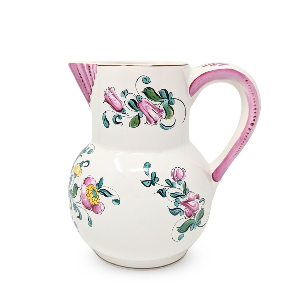 French Faience Floral Pitcher