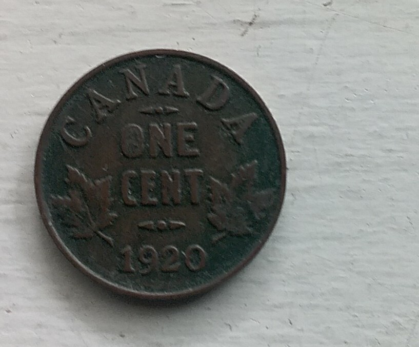 Canada 1920 Bronze Small Cent. George V. Ottawa Mint.