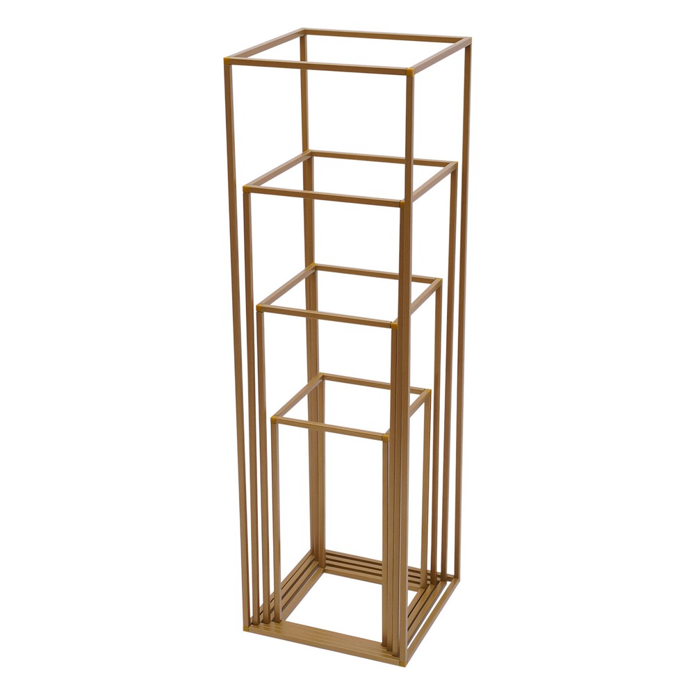 4PCS Gold Flower Stand Rectangular Rack Set For Wedding Table Centerpieces Decor