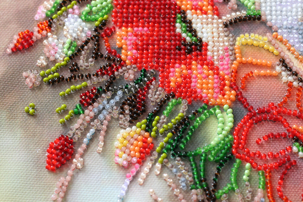 DIY Bead Embroidery Kit Delicate Flowers Beaded stitching needlepoint beadwork