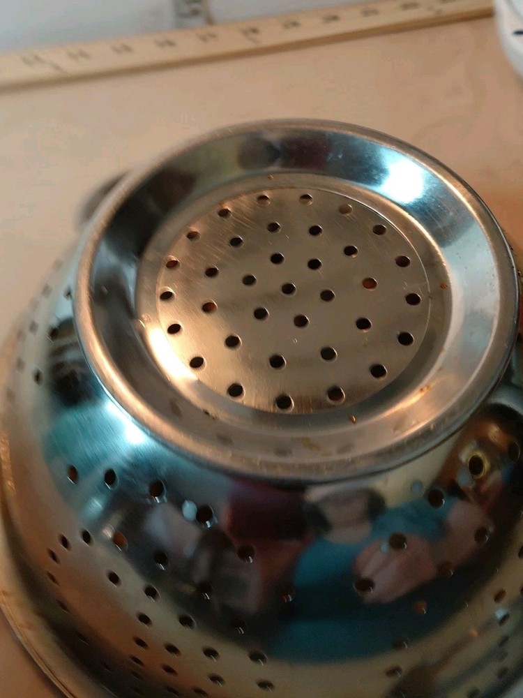 Cute Stainless Kitchen Colander Heart Design 9" X 4" Some Rust.