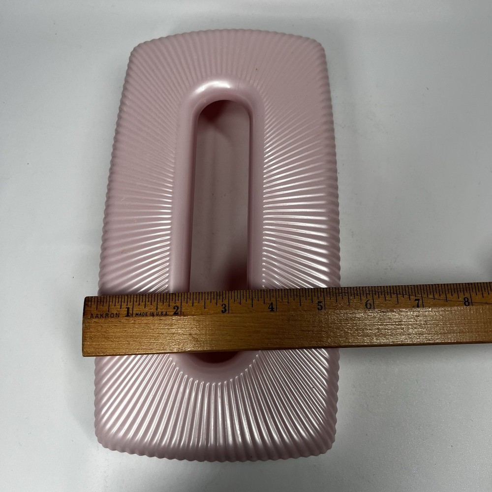 VTG MCM Retro Tissue Box Holder Cover Solid Pink Plastic 10.5" x 5.5"