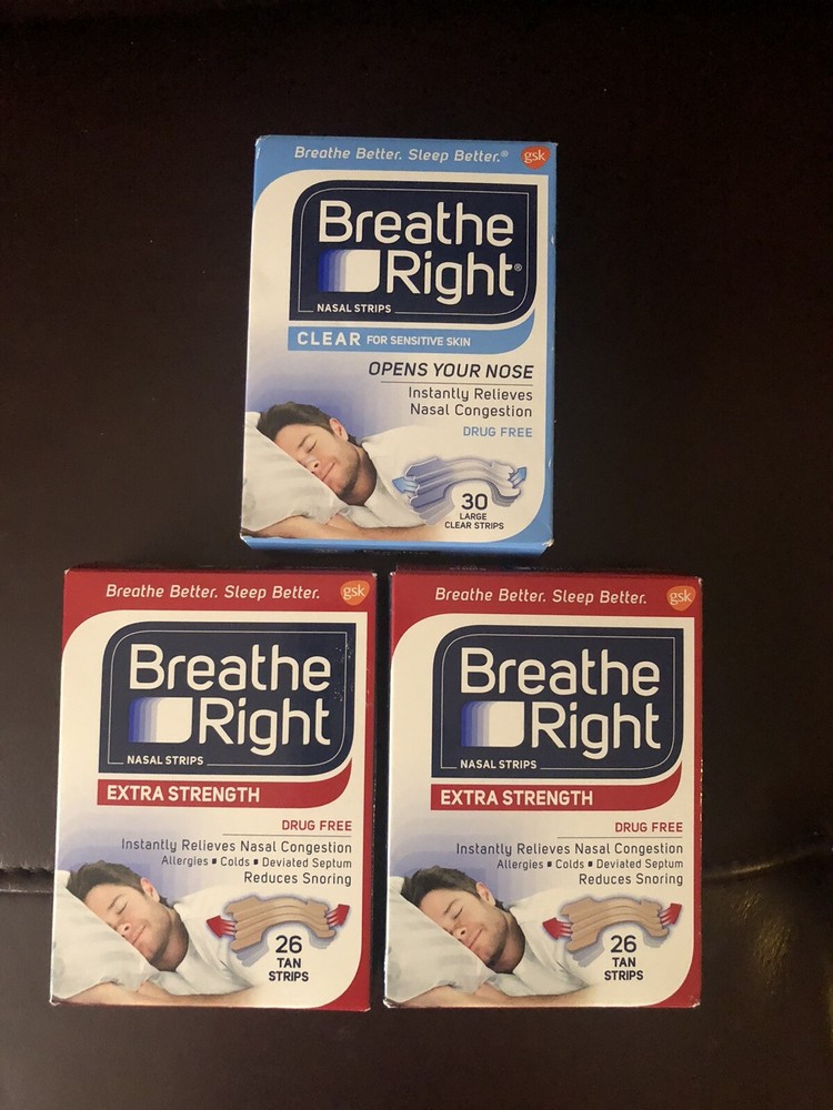 3 Boxes Breathe Right Nasal Strips, Total 82 Strips