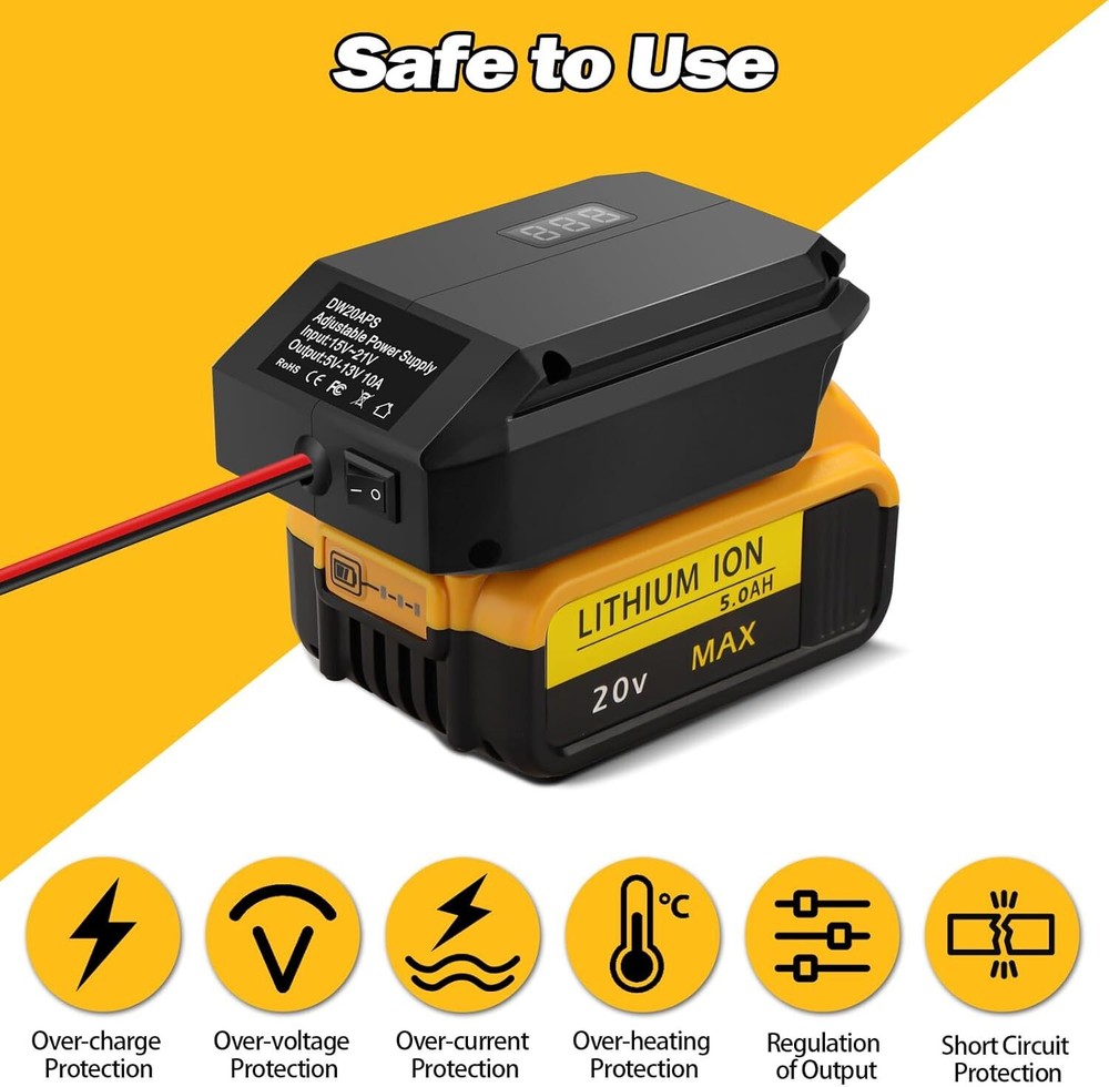 Step Down Converter for Dewalt 20V to 12V Adapter Regulator Cigarette Lighter