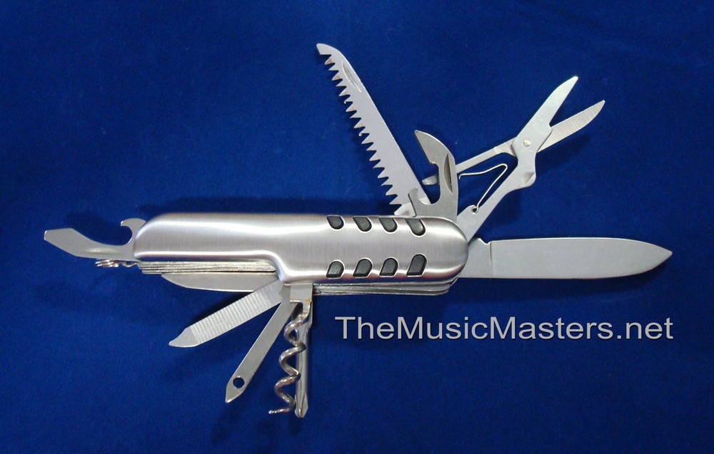 Folding 15 Function Pocket Army Style Knife Camping Boating Multi-Tool w/ Case