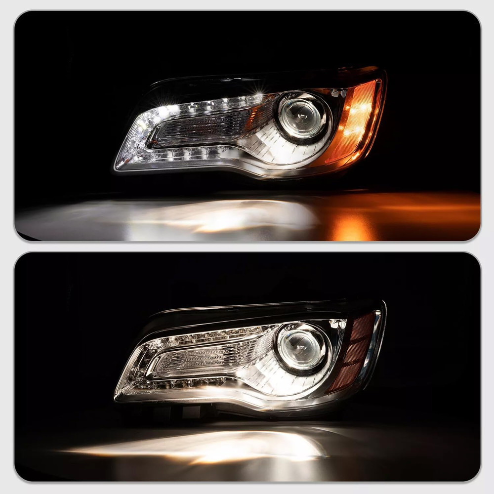 For 2011-2023 Chrysler 300/300C Headlight Assembly Halogen Chrome Headlamp Repla