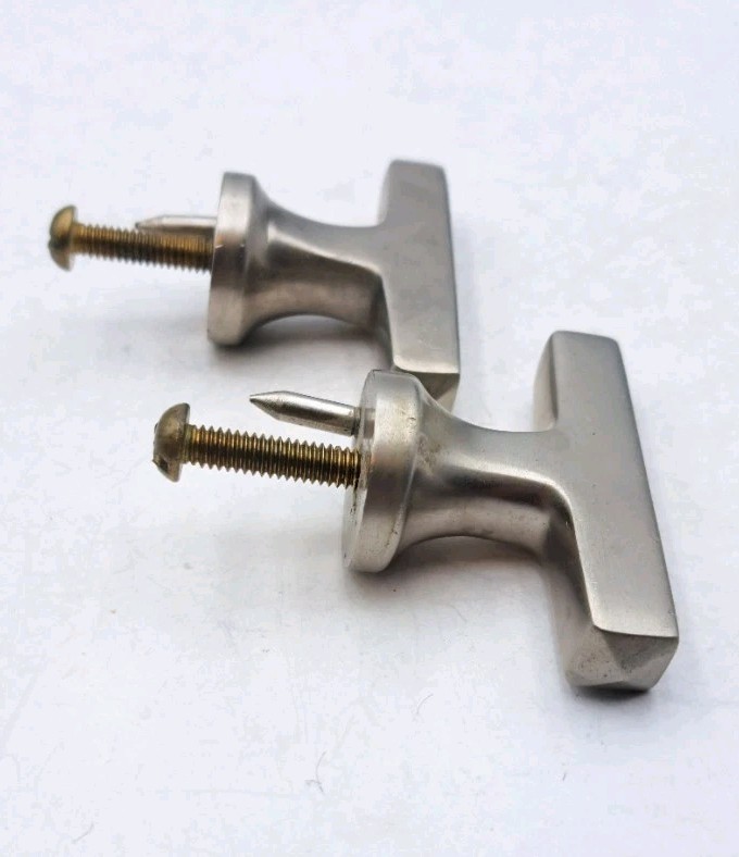 Vintage Pulls Knobs Drawer Handle Deco Crome Old Hardware Lot of 2