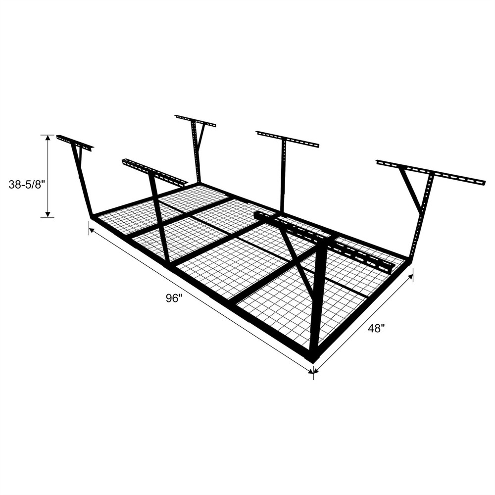4x8FT Overhead Garage Ceiling Storage Rack 600lbs Load Adjustable Wall Tool Rack