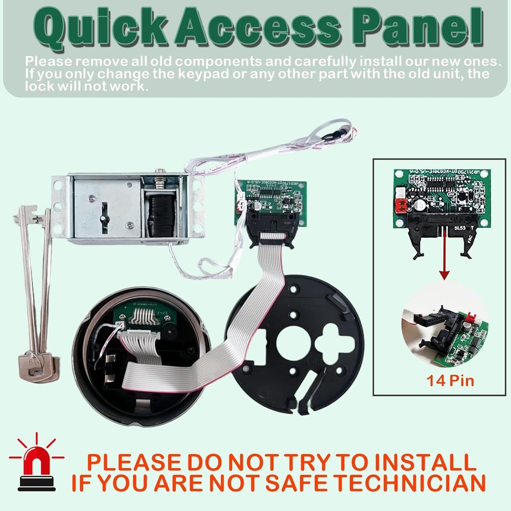 Gun Safe Lock Replacement Chrome Keypad Safe Electronic Lock Solenoid 2 Key