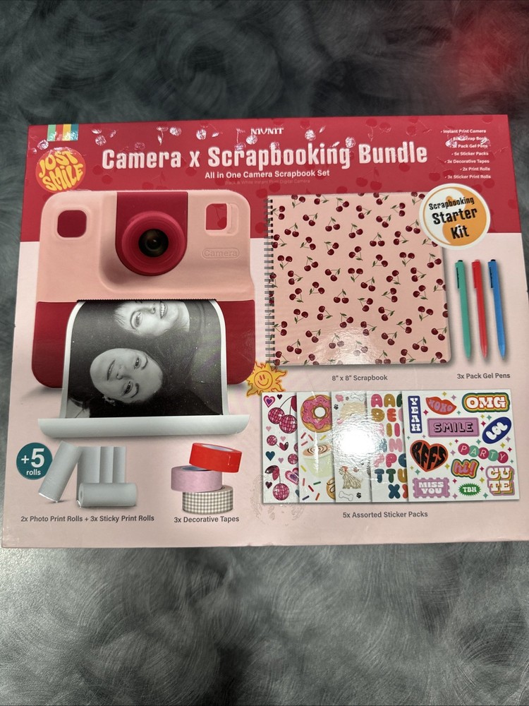 MVMT Camera and Scrapbook Bundle, Cherry, NEW, Scrapbooking Starter Kit