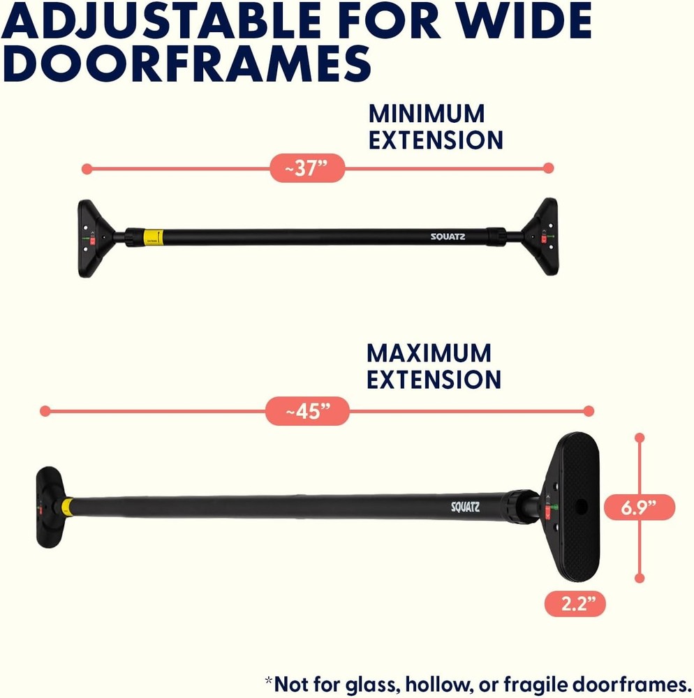 Doorway Pull Up Bar Adjustable 37-47" Door Frame Pull Up Bar W/ Level Meter
