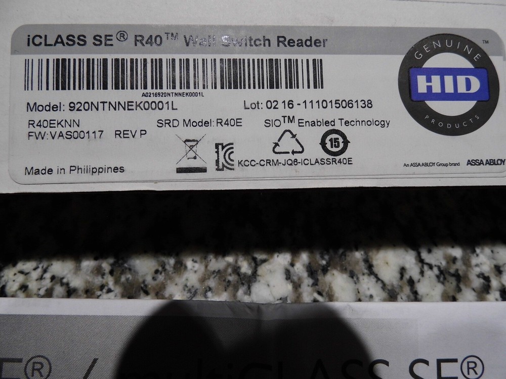 HID iClass Reader, R40, Wall Switch , R40 , 920NTNNEK0001L