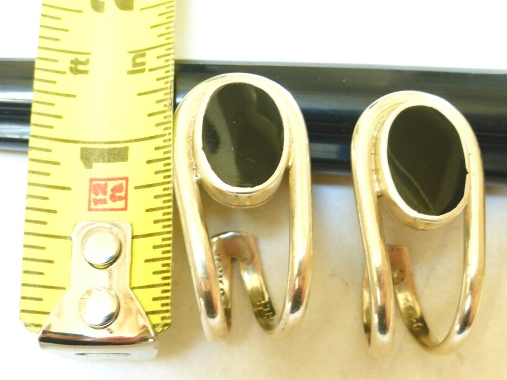 Vintage Onyx Mexico Sterling Silver Earrings