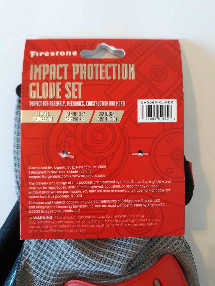NWT Firestone IMPACT PROTECTION GLOVE SET Size: X-Large