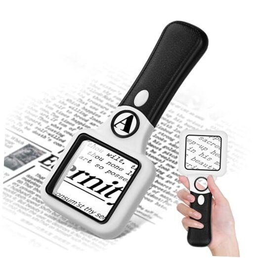 Compact Magnifying Glass with Lights,45X0X 1 1 Pack Black Handle&white Frame