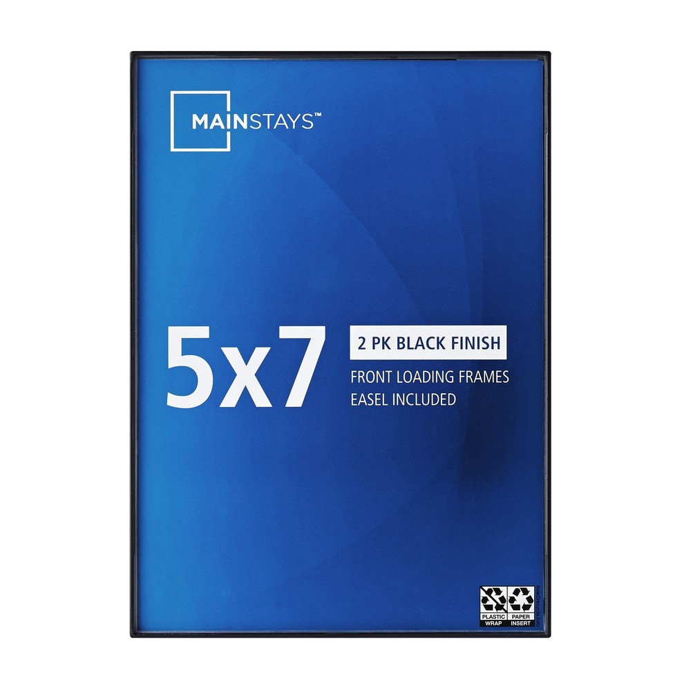 Mainstays 5x7 Front Loading Picture Frames, Black, Set of 6