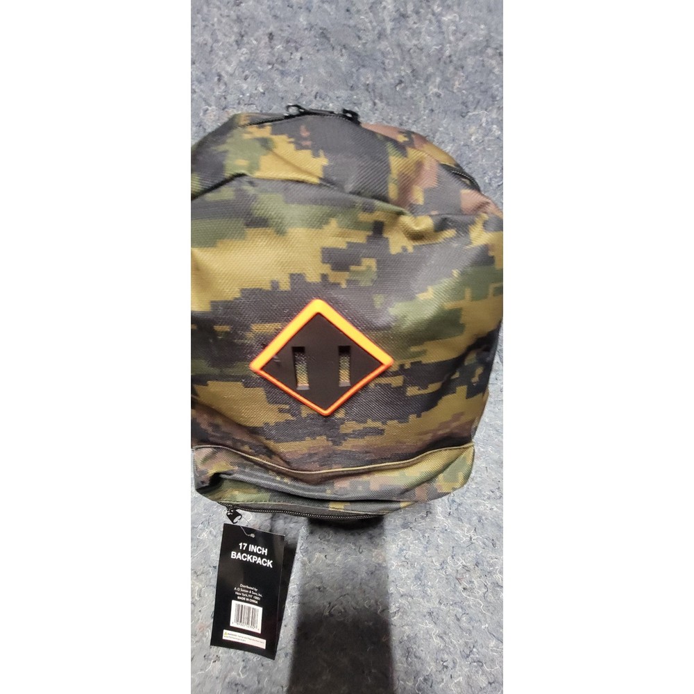 17 Inch Camo Black Backpack w/Multi-color New