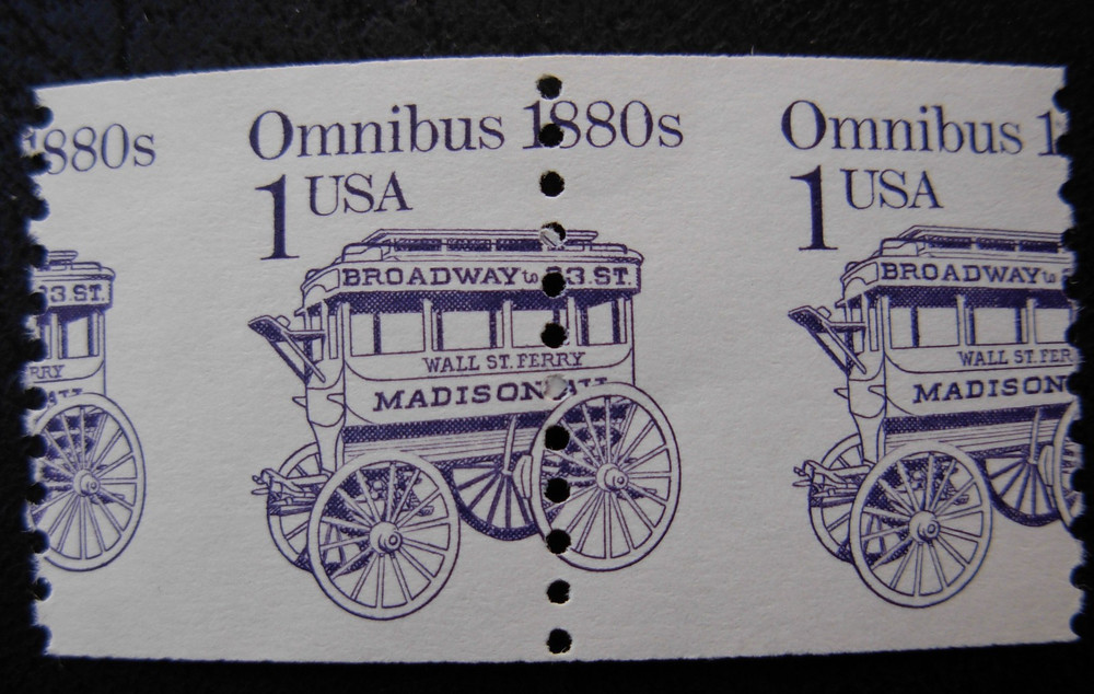 2225 Omnibus 1880's, Coil Misperf Error, Mint  NH #2