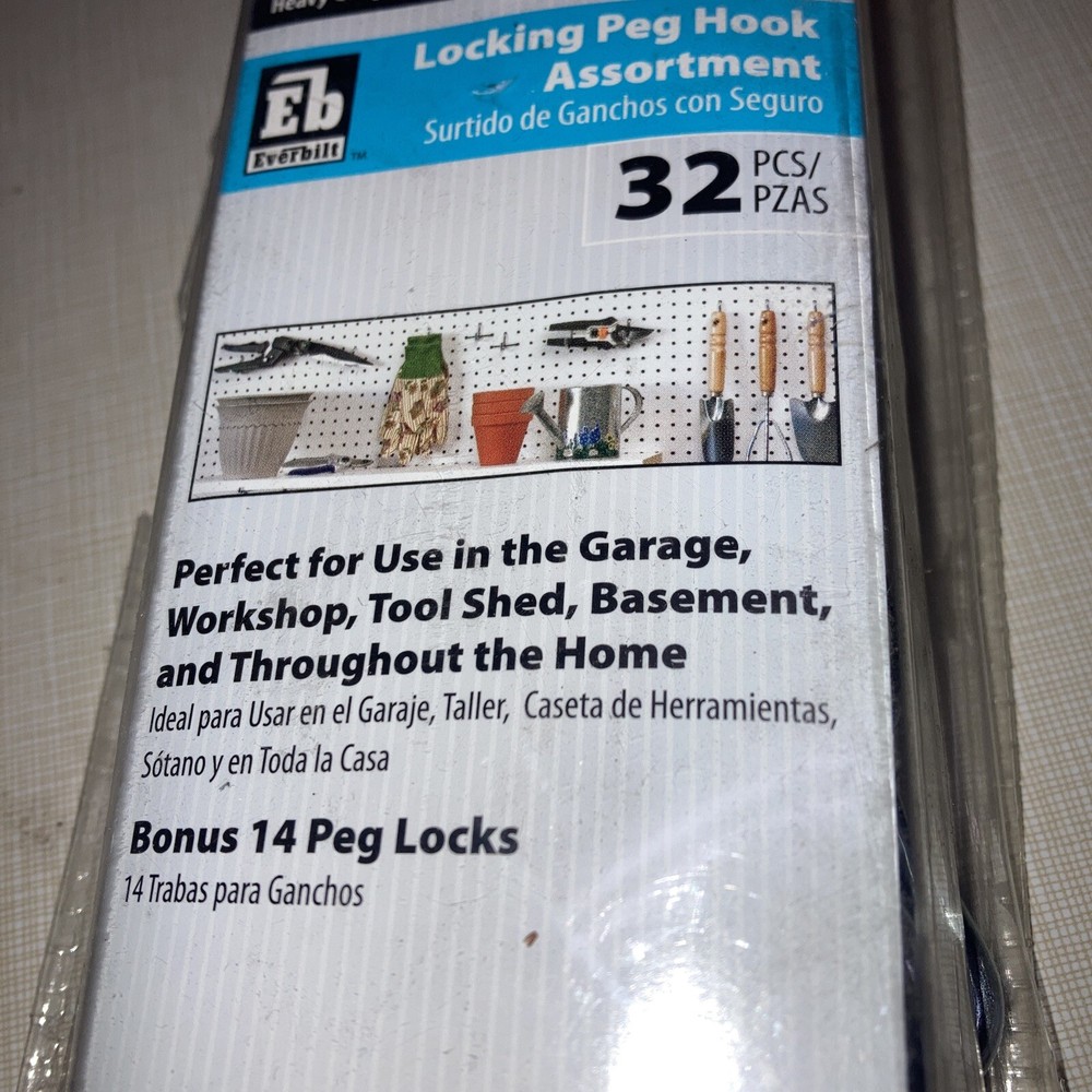 Everbilt Locking Peg Hook Assortment 32 Pieces Garage Or Home Use