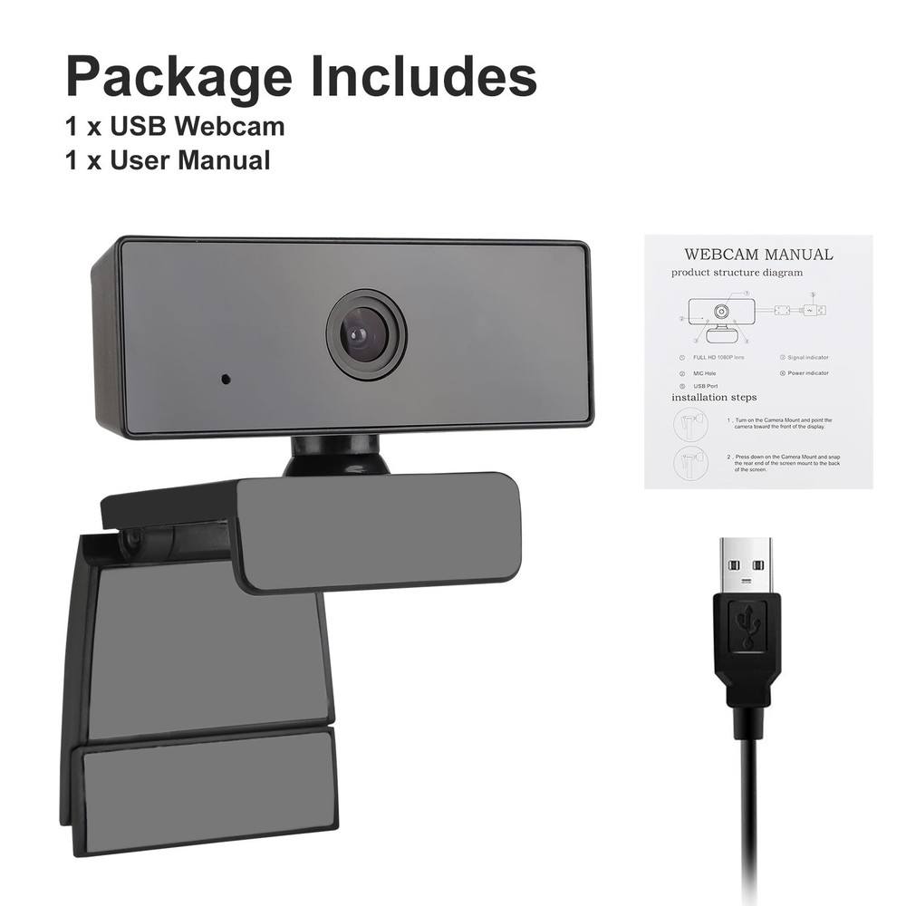 Full HD 1080P USB Webcm Light Correction Noise Canceling Mic Fixed focus Camera