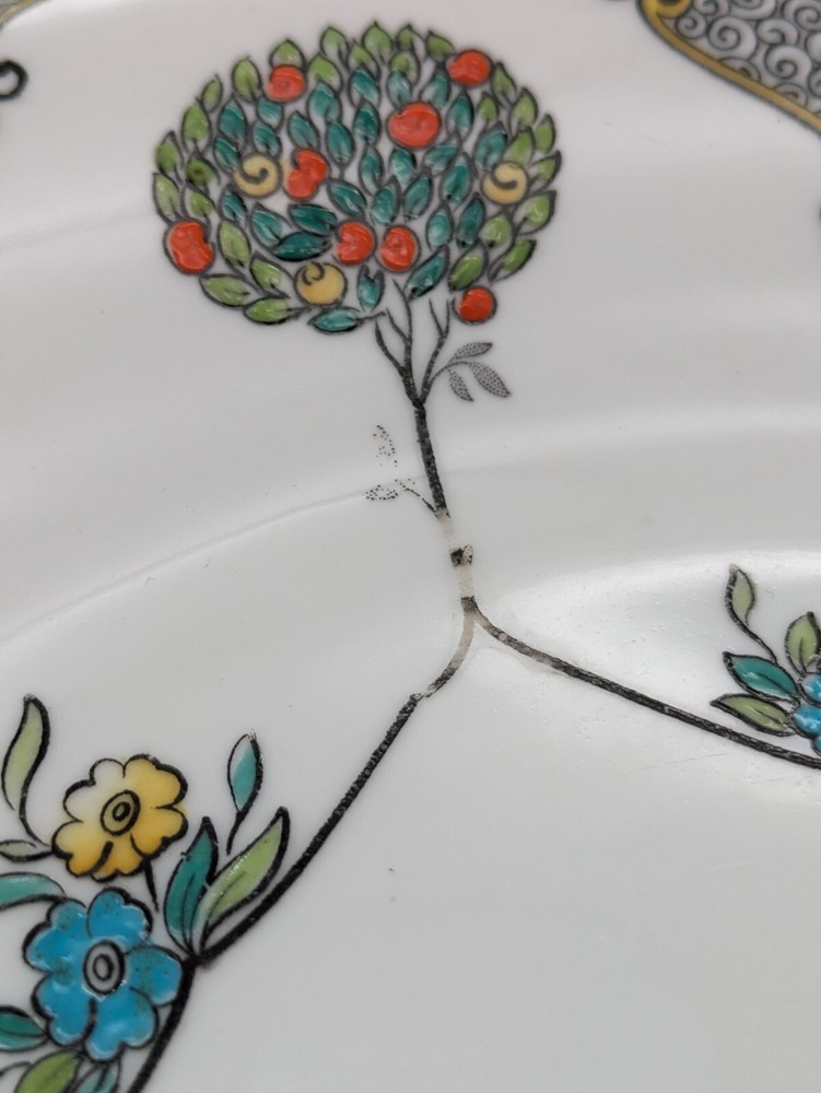 Grafton China Square Handled Serving Plate Fruit Trees & Flowers England
