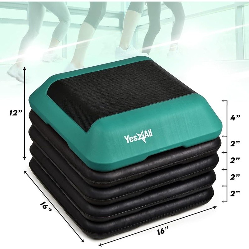 Anti-Slip Aerobic Step Platform W/ Adjustable Height & Removable Risers Exercise