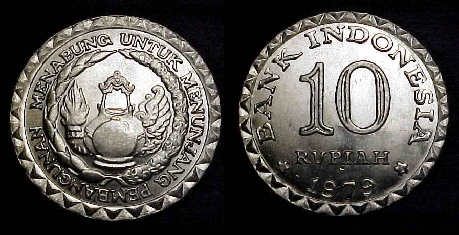 INDONESIA 1979 10 Rupiah Gem BU