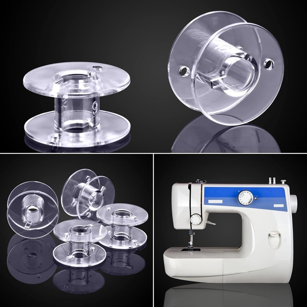 50 Clear Plastic Bobbins for Sewing Machines - Ultimate Compatibility
