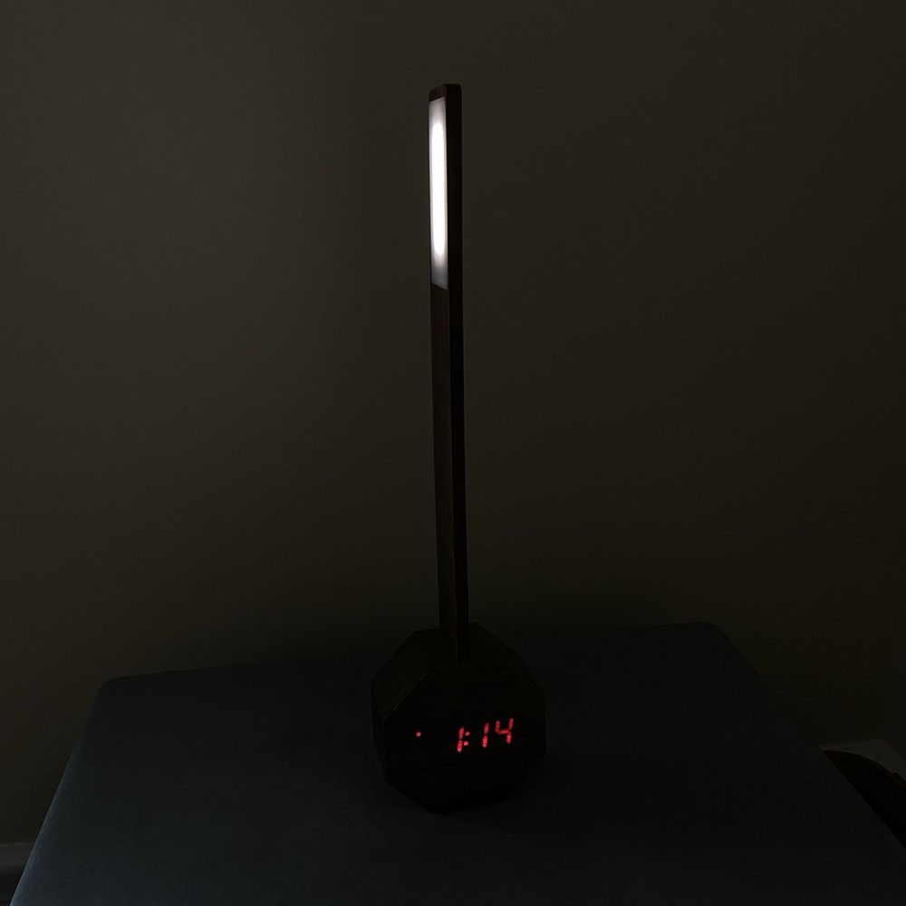 Gingko Octagon One Plus Alarm Clock Light Natural Walnut