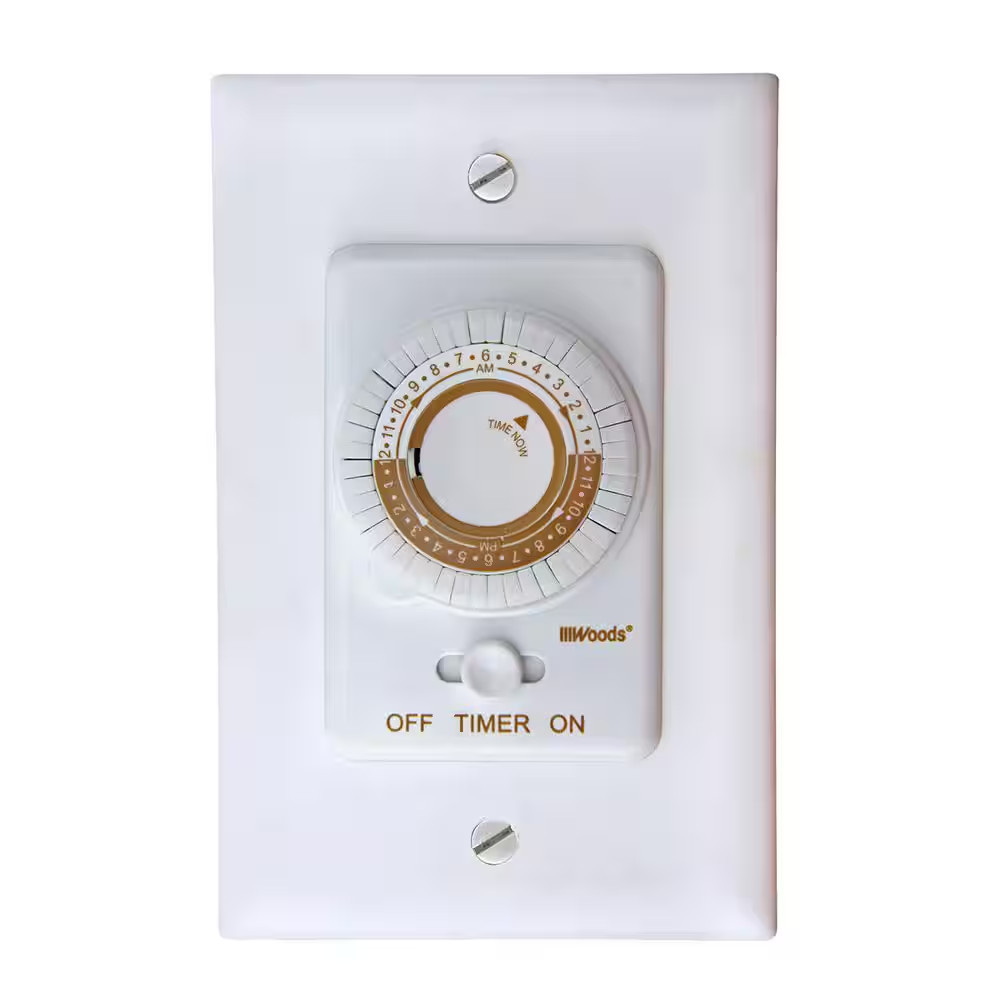 20-Amp 24-Hour In-Wall Programmable Mechanical Timer, White