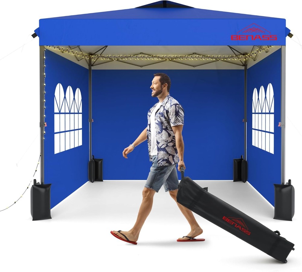 Canopy Tent 10x10 Blue Pop Up with Sidewalls