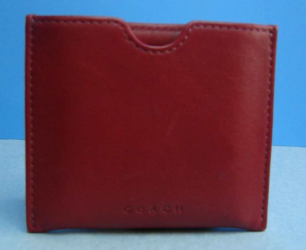 Coach Soft Red Leather Double Sided Mirror in Case VGUC