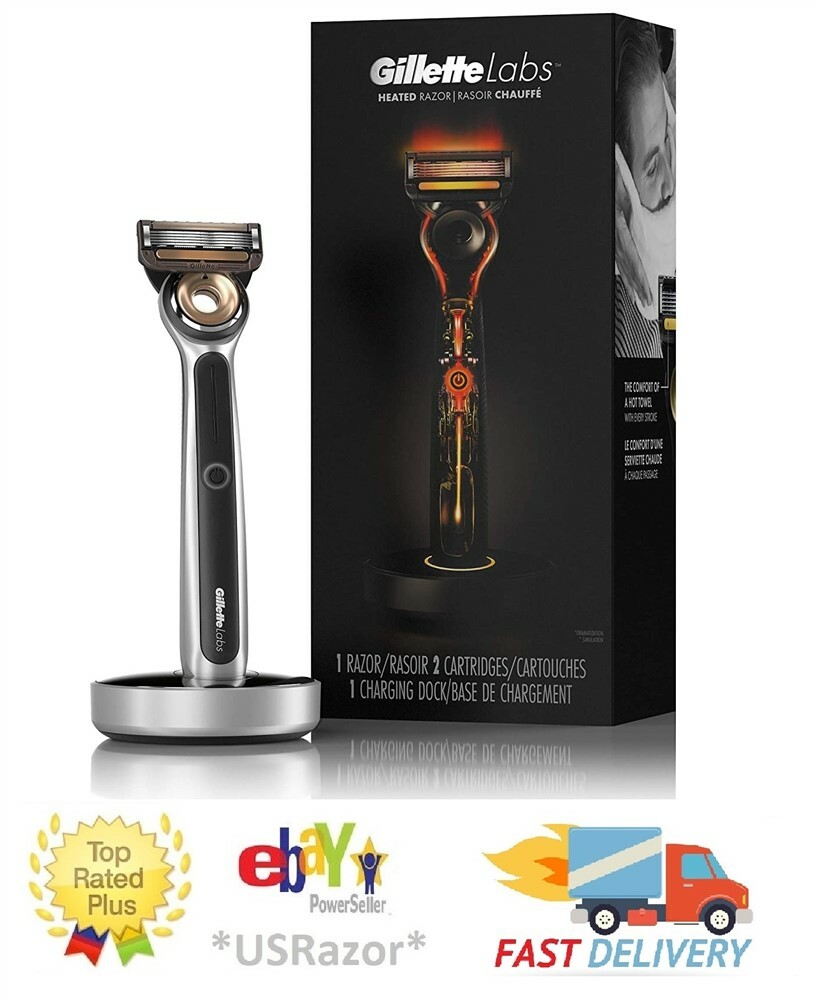 Gillette Gillettelabs Heated Razor Starter kit Handle Blade Refill Charging Dock