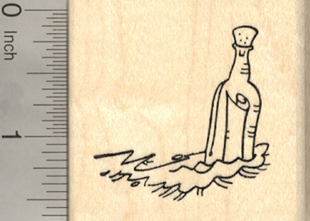 Message in a Bottle Rubber Stamp, Castaway E24203 WM