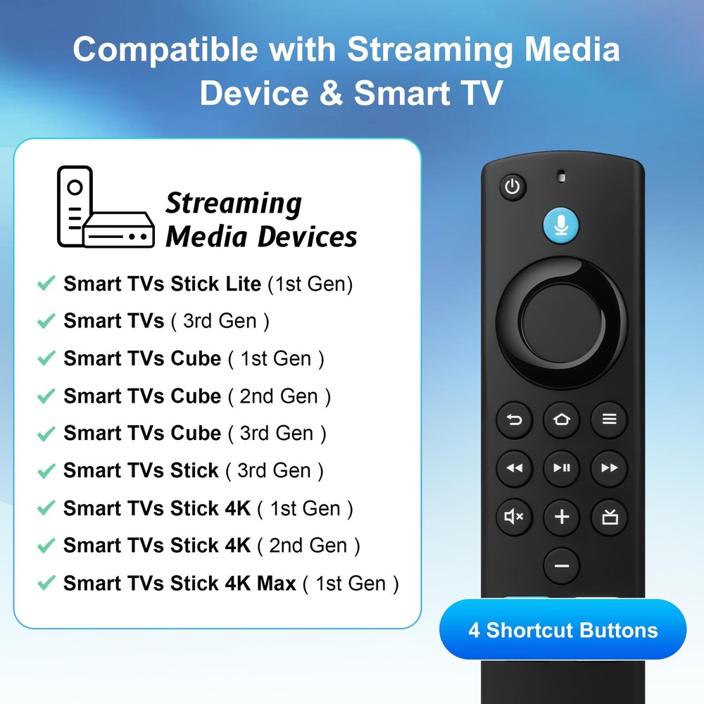 Firestick Remote Control Replacement Voice Controller Green Hulu Button Smart