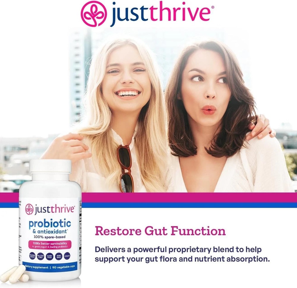 Just Thrive Probiotic & Antioxidant – Spore-Based Gut & Immune Support, 90 Ct