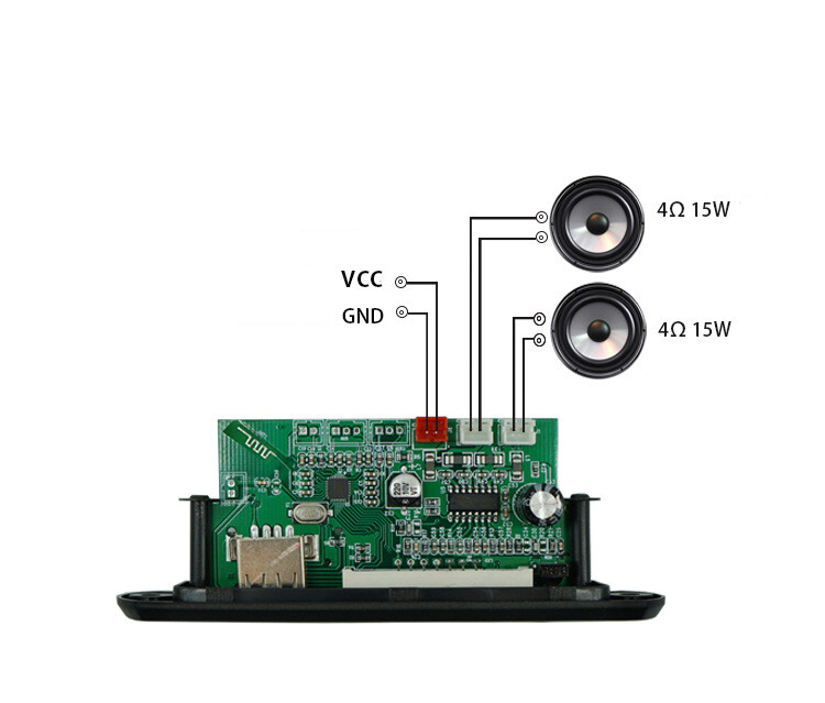 Wireless 12V WMA 2*15W Amplifier MP3 Decoder Board Audio Module USB TF Radio