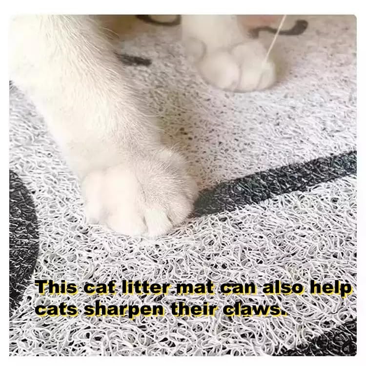 32"x20" Cat Litter Box Trapping Mat, Cute Kitty Design, Soft Comfortable, Eas...