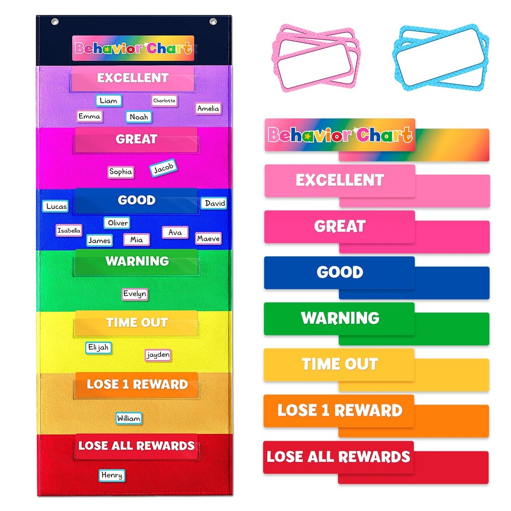 Behavior Chart for Classroom 46 ½" H x 17¼" W Student Behavior Incentive Pock...
