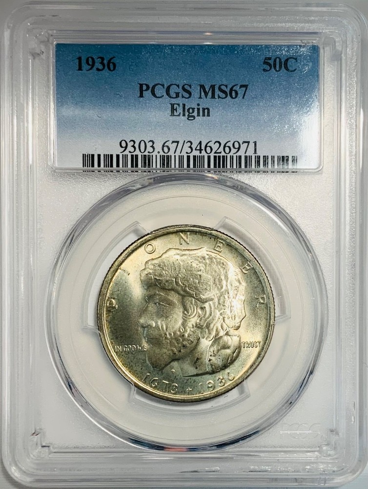 1936 MS67 PCGS Elgin Commemorative Silver Half Dollar Sharp Original Classic