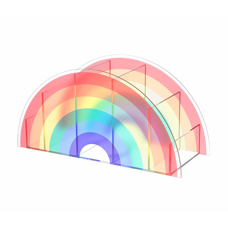 Rainbow Desktop Storage Box Table Organizer Pen Holder Stationery Office