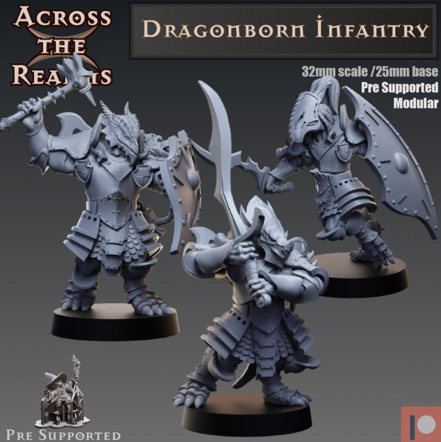 DnD Dragonborn Infantry Squad of 3